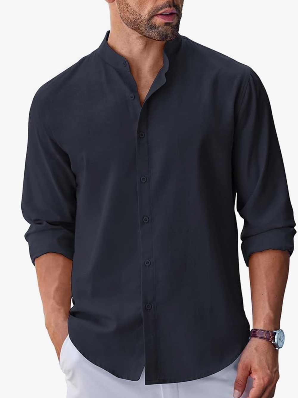 NWT Men's Goofandy Navy Oxford Button Down Shirt Size Large